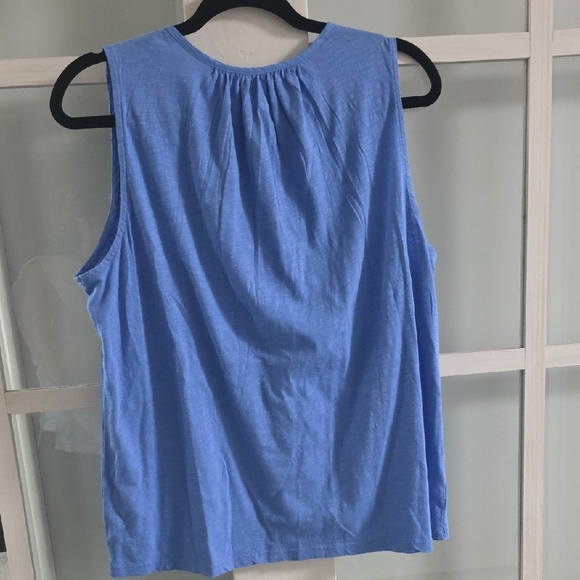 LOFT Blue Smocked Yoke Sleeveless Top - Picture 6 of 6